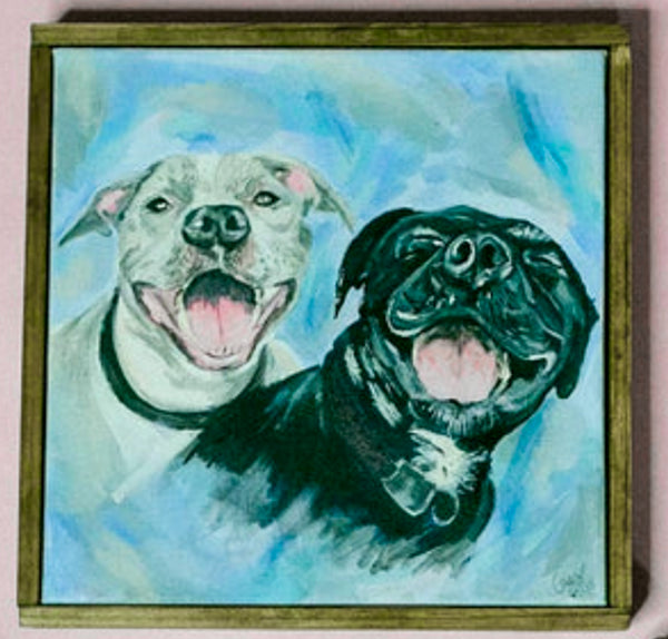 Custom Pet Portrait Painting 10x10 w/ frame